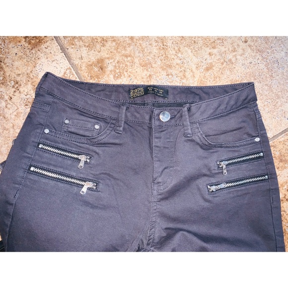 Zara Skinny Jeans with zippers Washed Black - Picture 6 of 7